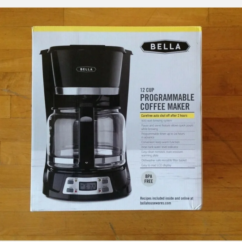 Stainless Steel 12-Cup Coffee Maker Programmable By Bella New